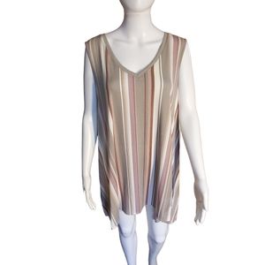 Lularoe 2X Kristina Neutral Color Vertical Stripe Tank Top NWT
